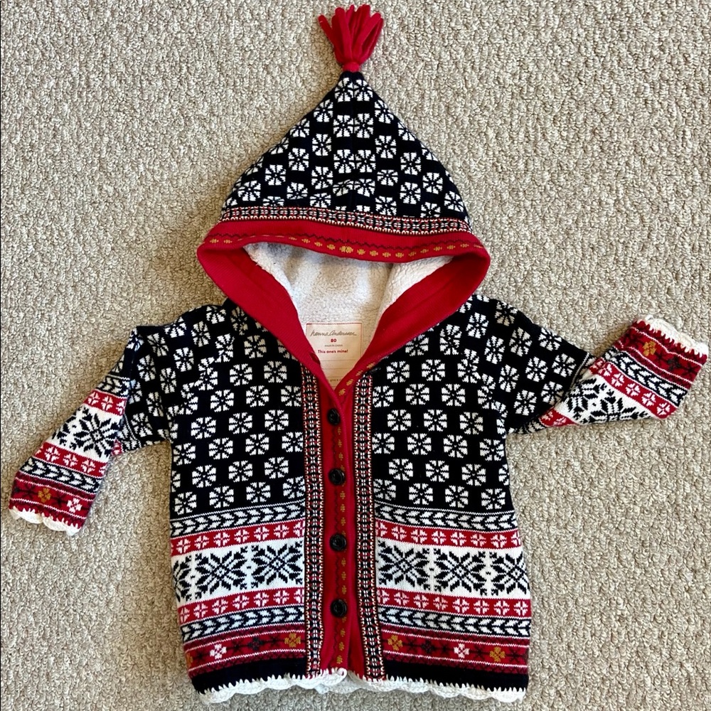 Hanna Andersson Fair Isle Sno Happy Jacket Sz 80